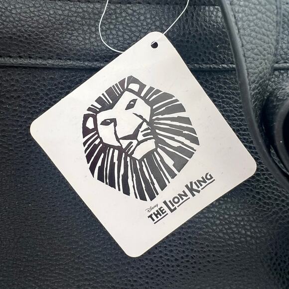 Disney Lion King Backpack Black and Yellow Faux Leather Embossed Lion Face NWT - Picture 5 of 9